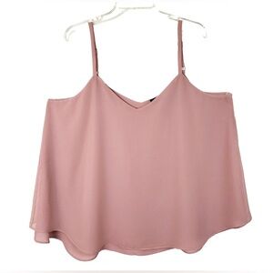 Torrid Women’s Blouse 1X 14-16 Pink‎ Babydoll Cami V Neck Semi-Sheer Tank NWT